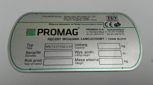 Tabliczka Znamionowa WRLT-2,0T